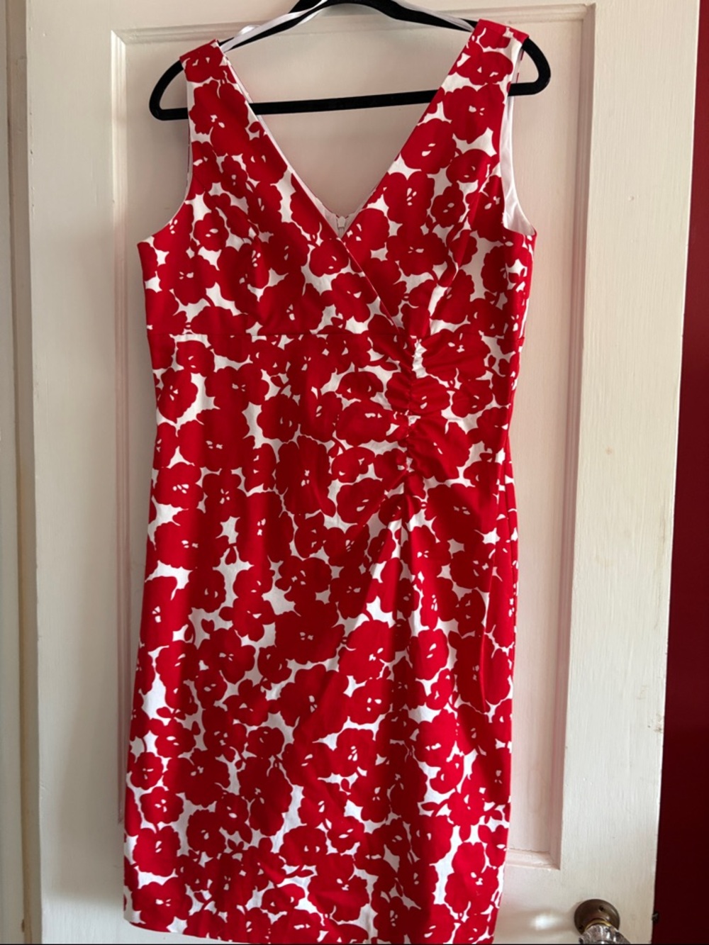 Donna Ricco Red and White Floral Midi Dress